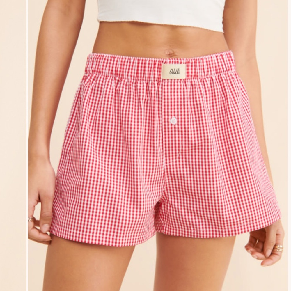 NWOT Oddli Boxer Shorts sz M/L Red Gingham
